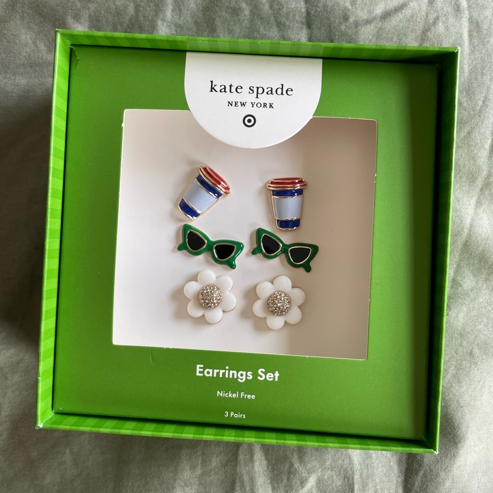 Kate Spade New York Fun Earrings Set - Green, White, Blue